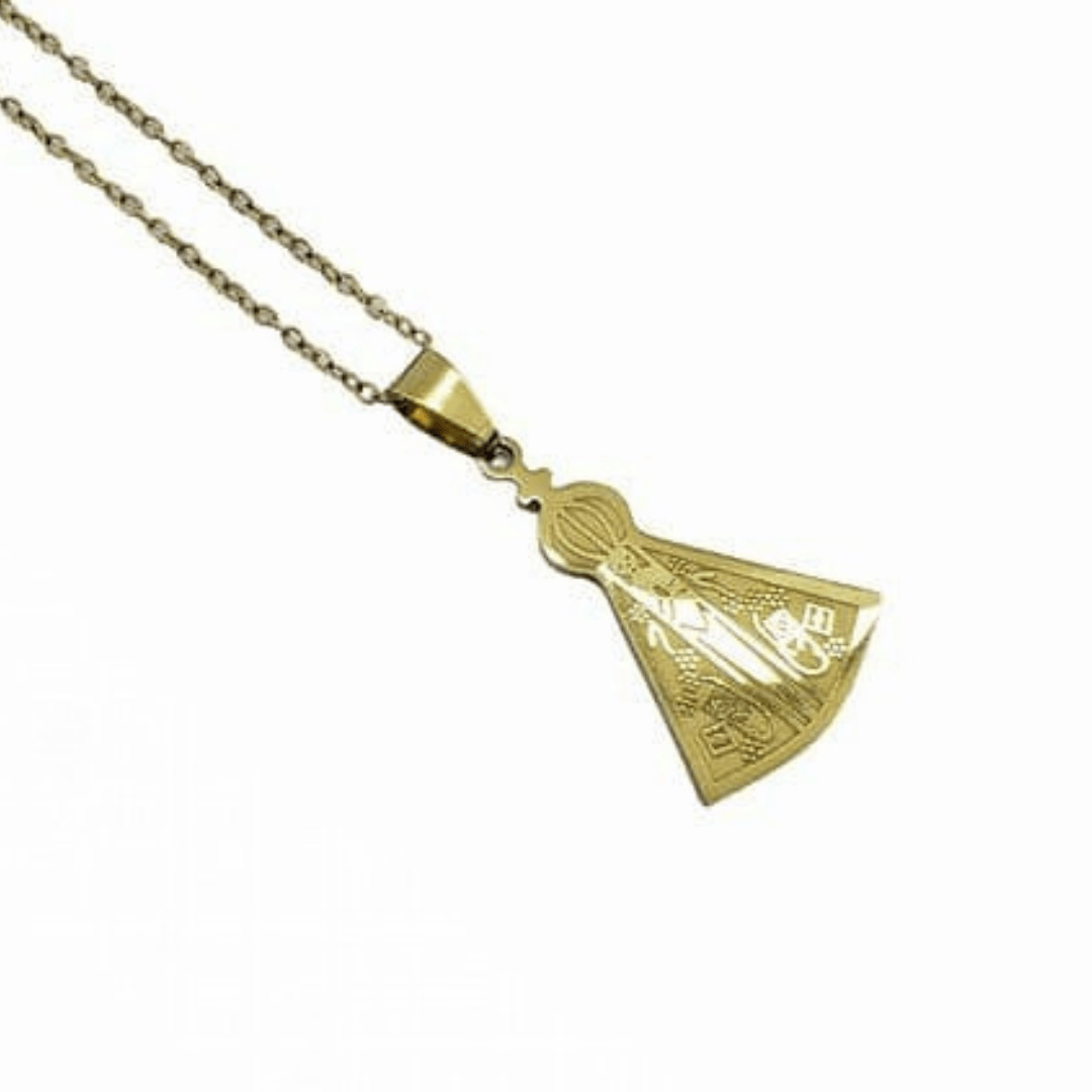 Corrente aço Inoxidável Fina Nossa Senhora Aparecida - Dourada
