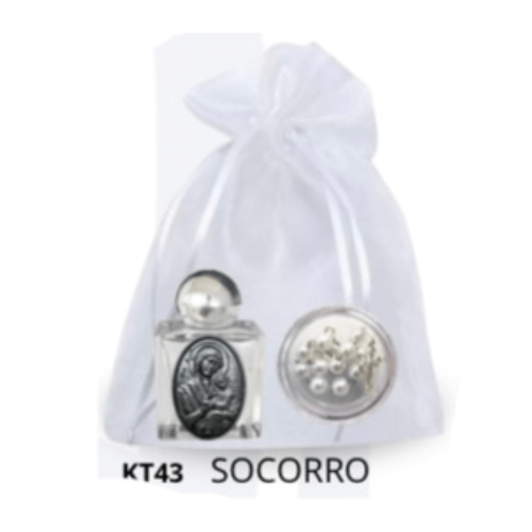 Kit Porta Água Benta + Porta Terço + Dezena - Socorro