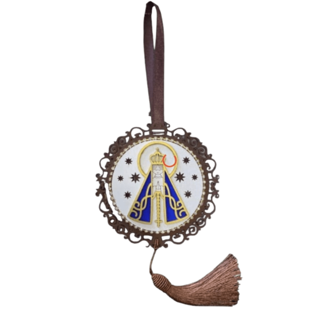 Mandala Estilizada Com Strass Nossa Senhora Aparecida - Cor: Marrom