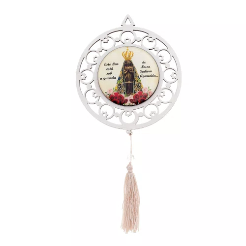 Adorno Redondo Resinado Nossa Senhora Aparecida - Branco