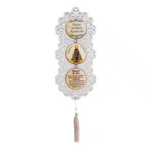 Adorno Triplo Único Nossa Senhora Aparecida - Branco