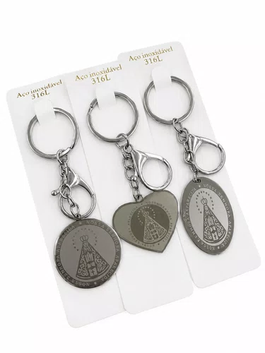 Chaveiro de Aço inoxidável Nossa Senhora Aparecida- 6 Unidades