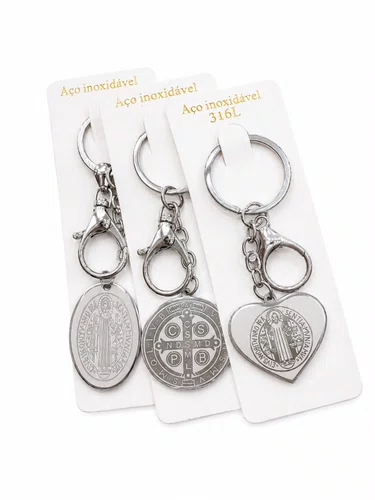 Chaveiro de Aço Inoxidável São Bento - 6 Unidades