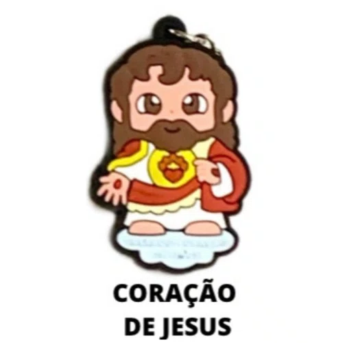 Cl2 Chaveiro De Borracha Coração de Jesus - 10 Unidades