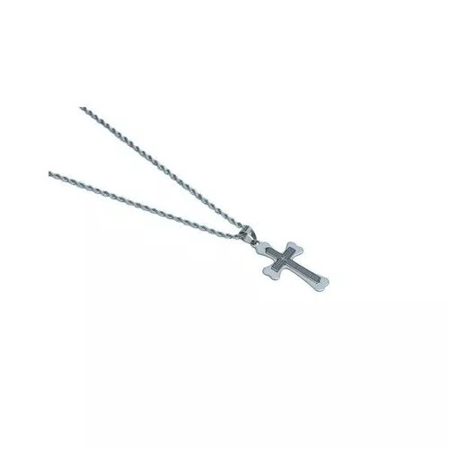 Corrente Aço Inoxidável com Crucifixo Pai Nosso Preta