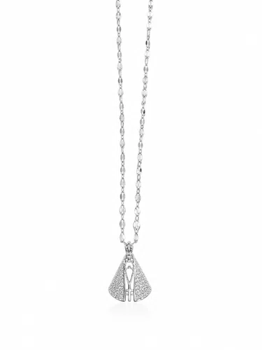 Corrente aço Inoxidável Fina Nossa Senhora Aparecida com Strass - Prata