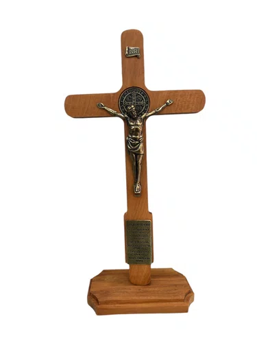 Crucifixo de Madeira Placa São Bento - 33cm Ref:05