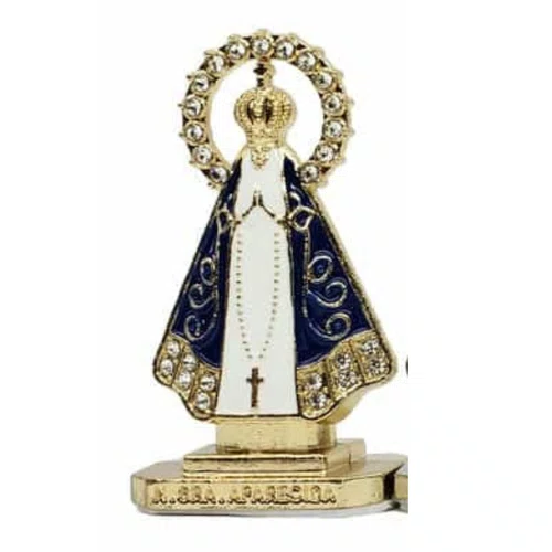 Imagem Metal com Adesivo Aparecida com Coroa: Branco e Dourada - Grande