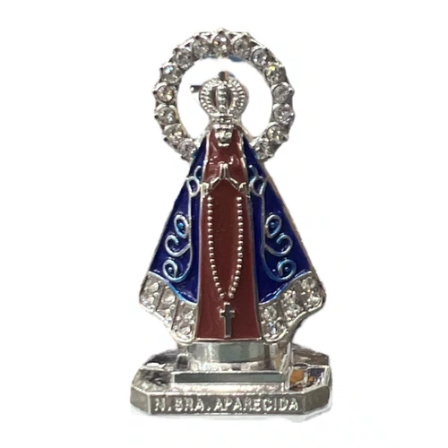 Imagem Metal com Adesivo Aparecida com Coroa: Marrom e Prata - 6 unidades