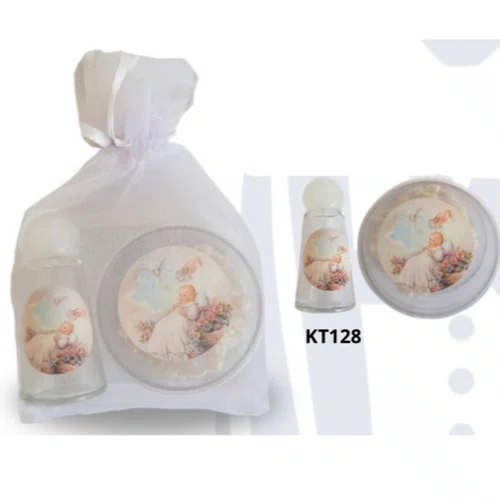 Kit Batismo: Tercinho + Porta Água - Rosa