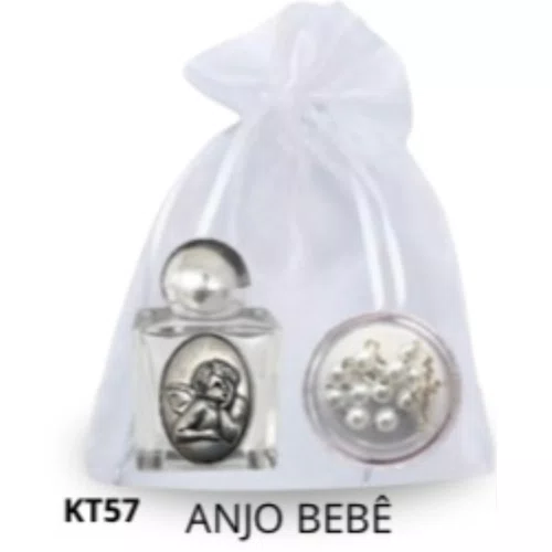 Kit Porta Água Benta + Porta Terço + Dezena - Anjo Bebê