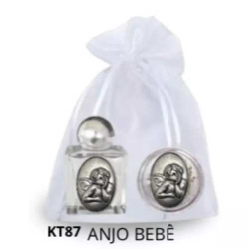 Kit Porta Água Benta + Porta Terço + Dezena - Anjo Bebê