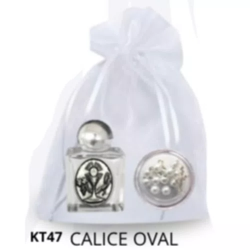 Kit Porta Água Benta + Porta Terço + Dezena - Calice Oval