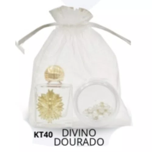 Kit Porta Água Benta + Porta Terço + Dezena - Divino Dourado