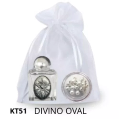 Kit Porta Água Benta + Porta Terço + Dezena - Divino Oval