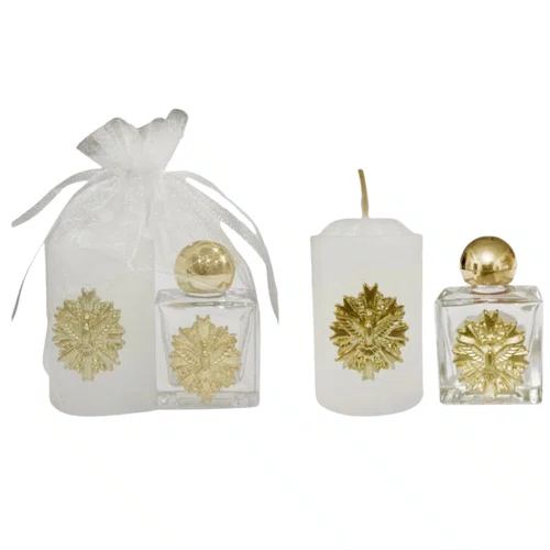 Kit Vela Votiva + Porta Água Benta Divino - Dourado