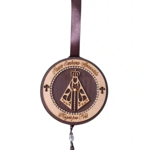 Mandala Estilizada Com Strass Nossa Senhora Aparecida 2 - Marrom