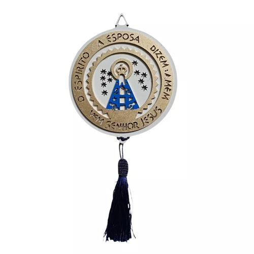 Mandala Estilizada Com Strass Nossa Senhora Aparecida - Branco