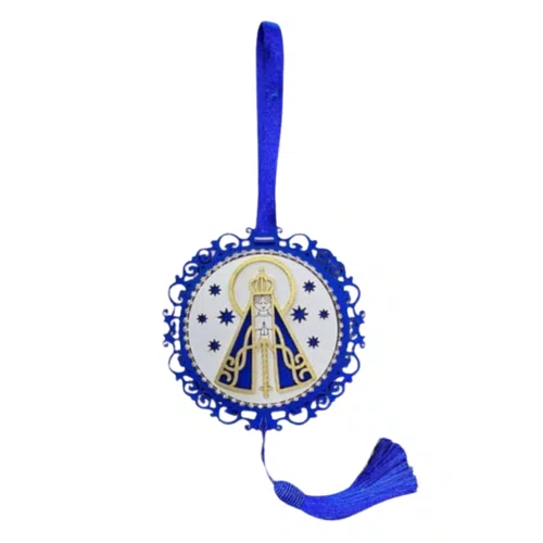 Mandala Estilizada Com Strass Nossa Senhora Aparecida - Cor: Azul