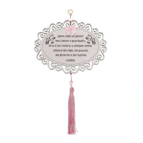 Mandala Oval Anjo da Guarda - Rosa