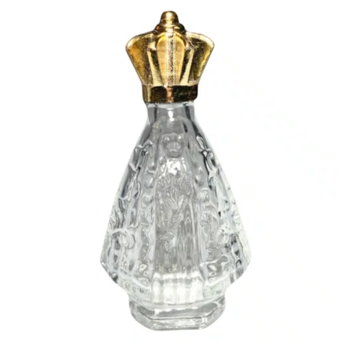Porta Água Benta Nossa Senhora Aparecida Coroa Dourada Vidro P - 30ML