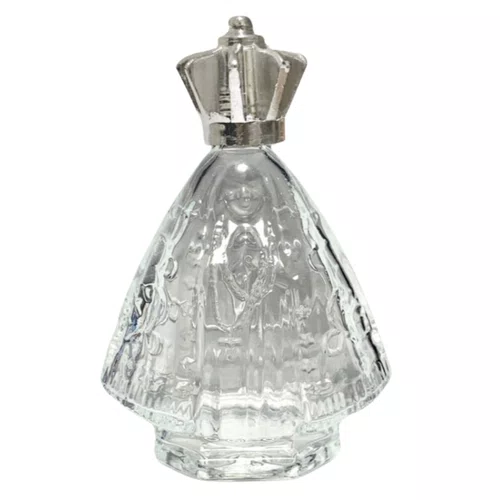 Porta Água Benta Nossa Senhora Aparecida Coroa Prata Vidro M - 60ML