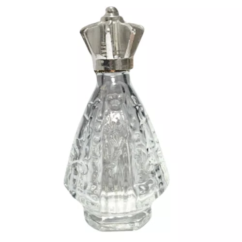 Porta Água Benta Nossa Senhora Aparecida Coroa Prata Vidro P - 30ML