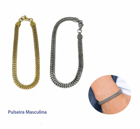 Pulseira aço Inoxidável Masculina Dourada