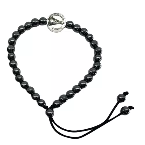 Pulseira de Hematita Cordão Regulável Aparecida - 6 unidades