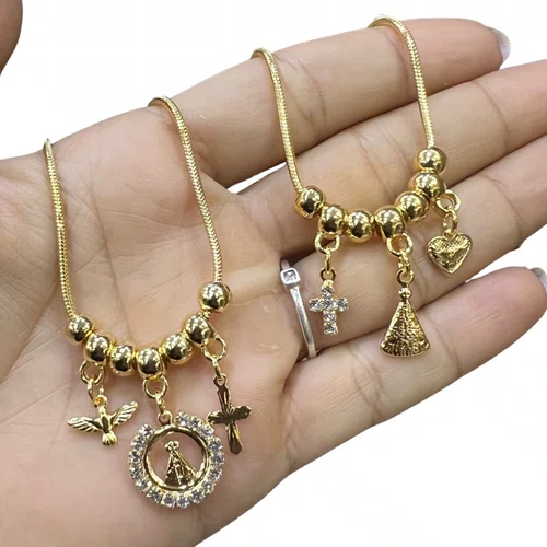 Pulseira Folheada Berloque Mod 2 Dourada - 6 unidades