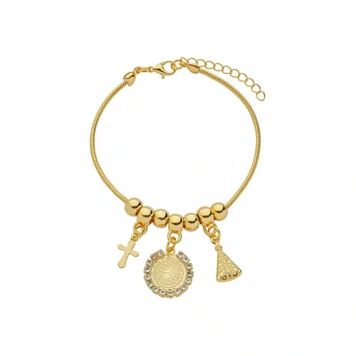 Pulseira Folheada Berloque Mod 2 Dourada - 6 unidades