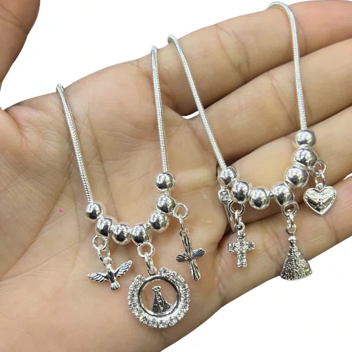 Pulseira Folheada Berloque Mod 2 Prata - 6 unidades