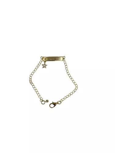 Pulseira Folheada Infantil Dourada Placa - 6 unidades