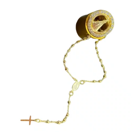 Relicário com Terço Folheado - Dourado