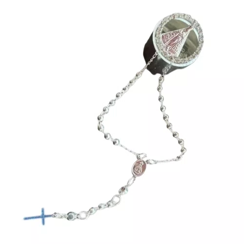 Relicário com Terço Folheado - Prata