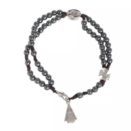 Terço De Pulso Hematita Nossa Senhora Aparecida - 6 Unidades