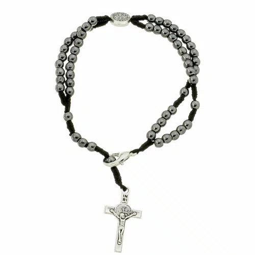 Terço de Pulso Hematita São Bento - 6 unidades