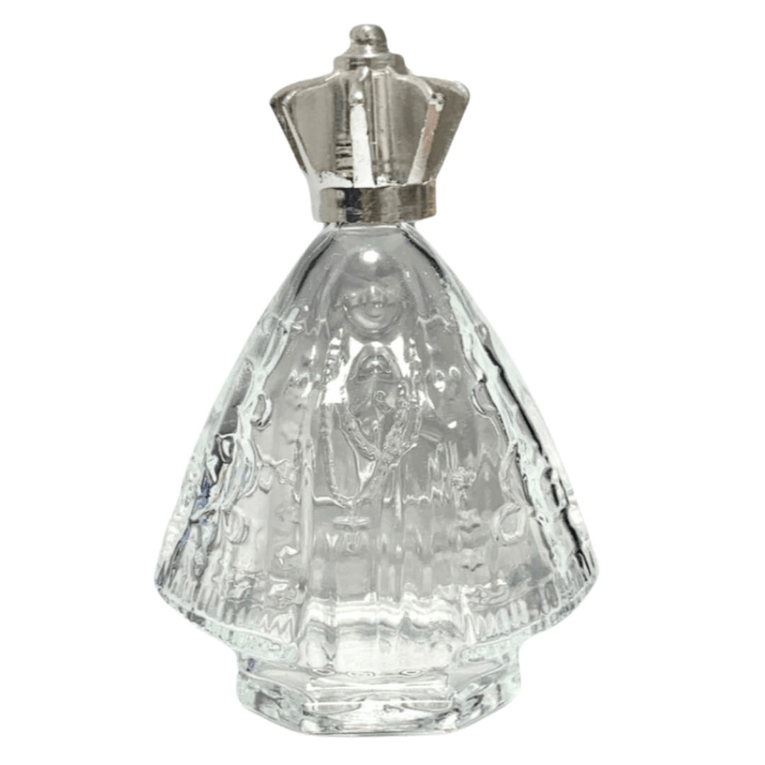 Porta Água Benta Nossa Senhora Aparecida Coroa Prata Vidro M - 60ML