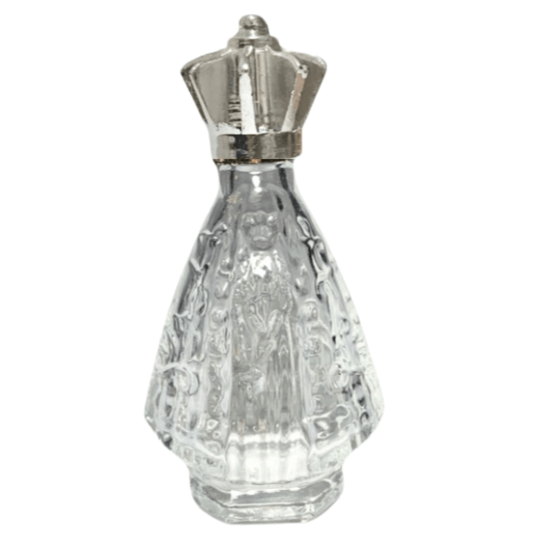 Porta Água Benta Nossa Senhora Aparecida Coroa Prata Vidro P - 30ML