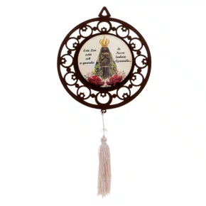 Adorno Redondo Resinado Nossa Senhora Aparecida - Marrom
