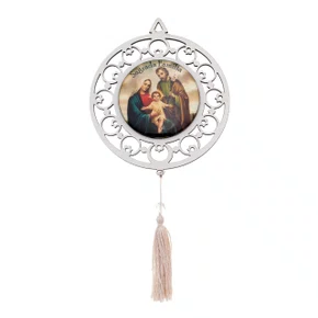 Adorno Redondo Resinado Sagrada Família - Branco