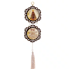 Adorno Duplo Redondo Resinado Nossa Senhora Aparecida - Marrom