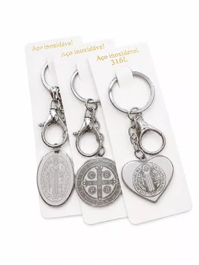 Chaveiro de Aço Inoxidável São Bento - 6 Unidades