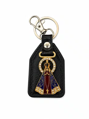 Chaveiro de Couro De Nossa Senhora Aparecida - 6 Unidades