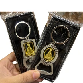 Chaveiro de Metal com Caixinha Aparecida Abridor Quadrado - 6 unidades