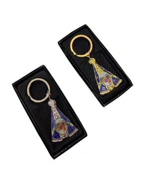 Chaveiro de Metal com Caixinha Aparecida Medalha São Cristóvão - 6 unidades