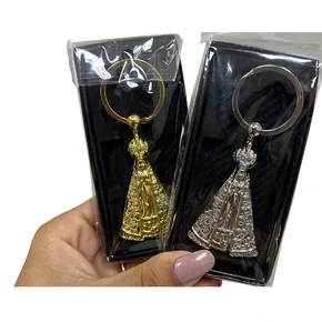 Chaveiro de Metal com Caixinha Aparecida Prata- 6 unidades