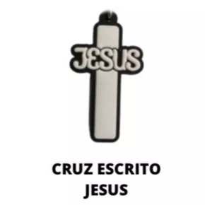 Cl2 Chaveiro De Borracha Cruz Escrito Jesus - 10 Unidades