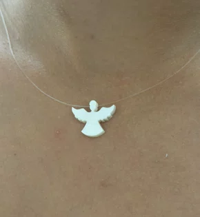 Colar de Fio Nylon Anjo Madre Pérola