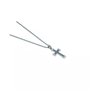 Corrente Aço Inoxidável com Crucifixo Pai Nosso Preta